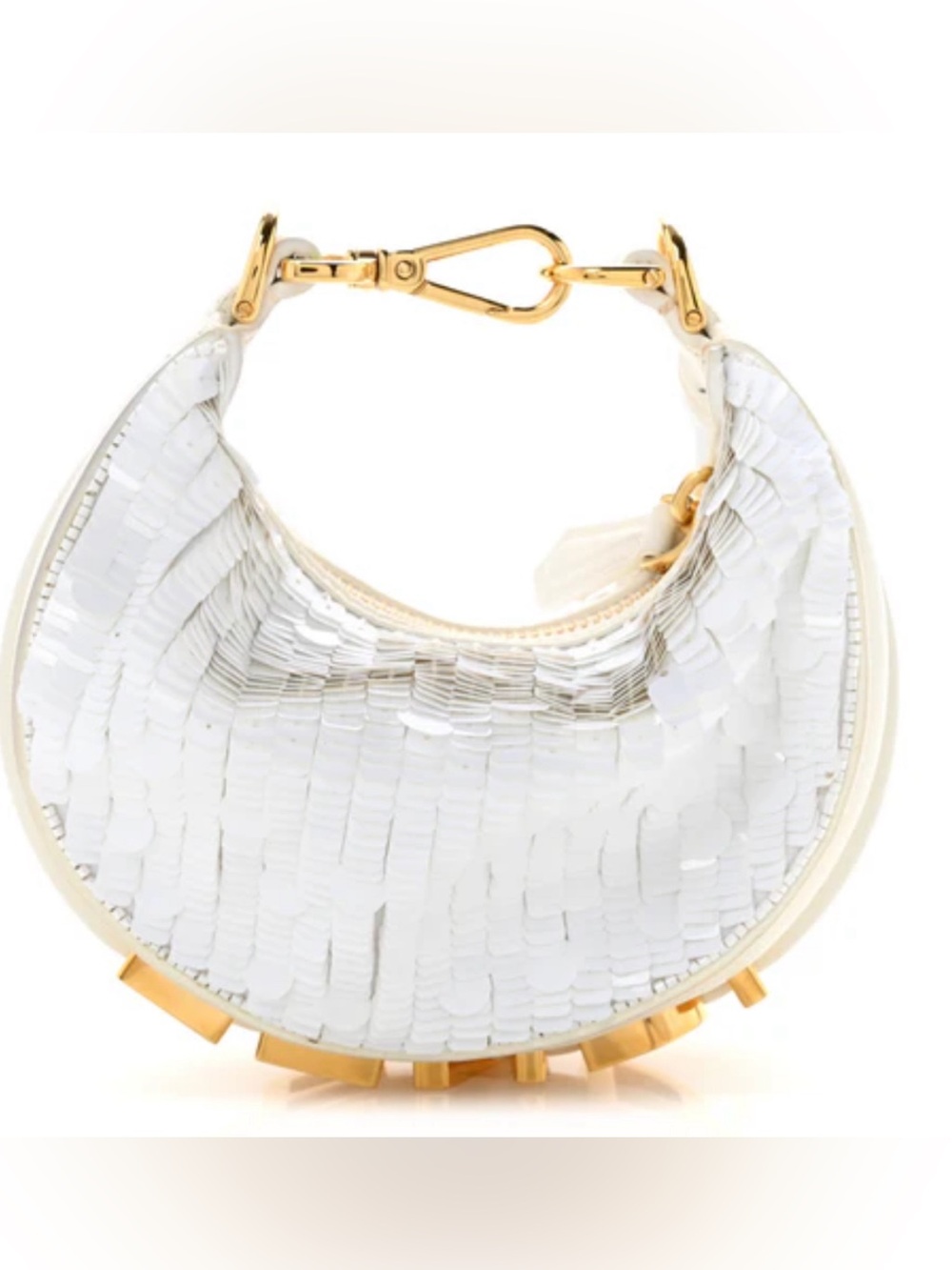 FENDI Fendigraphy Nano Hobo Charm bag Sequin Paillettes Nappa Leather